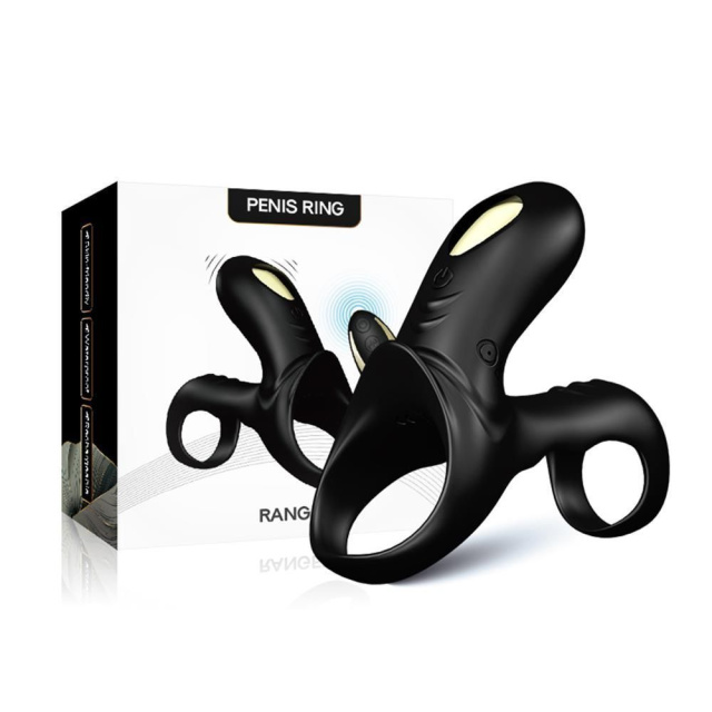 B - Series Joy Ranger - Wibrująca nakładka na penisa, Czarny, 10.9 cm