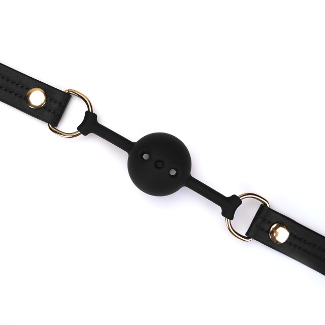 Liebe Seele Organosilicon Ball Gag - Knebel z kulką, Czarny, 60 cm