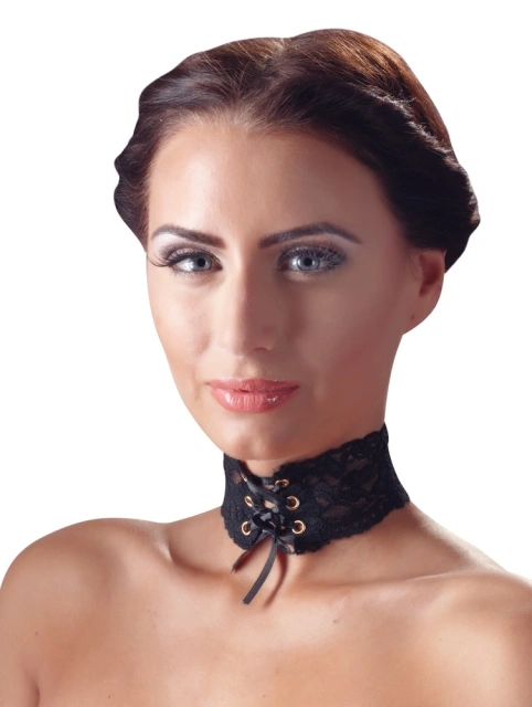 Cottelli ACCESSOIRES Choker Lace - Naszyjnik koronkowy, Czarny, 32 cm
