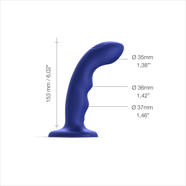 Вібратор Strap-On-Me Tapping Dildo Wave M, 15.7 см (синій)
