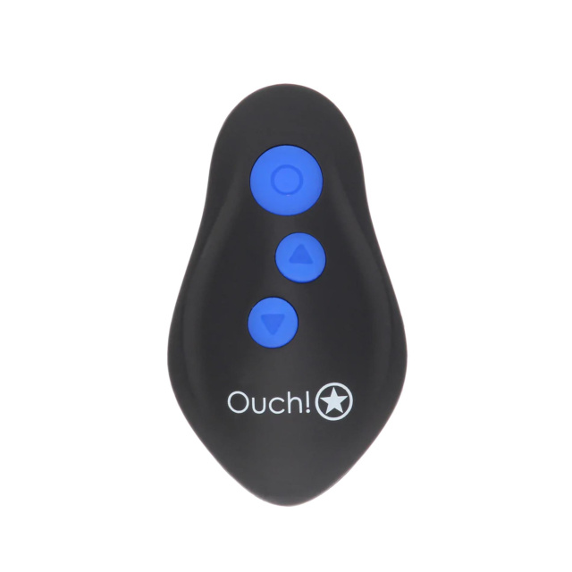 Анальна пробка Ouch! E-stim Vibrating Butt Plug Cockring, 14.5 см (чорний)