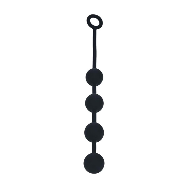 Shots Round Silicone Anal Balls - Łańcuszek analny, Czarny, 40.5 cm