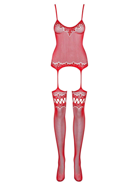 Сексуальний комбінезон в сітку Obsessive F214, S/M/L (червоний)