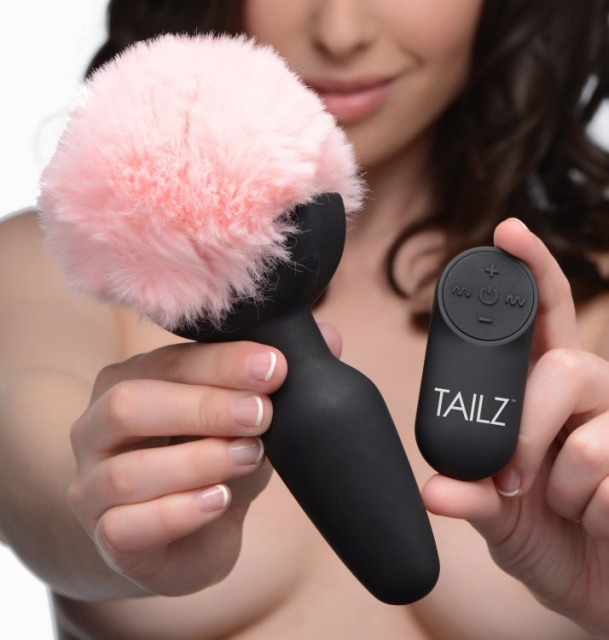 Korek analny Tailz Pink Bunny Tail, 19 cm (czarny)