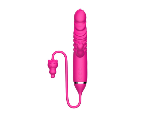 Boys of Toys Tongue licking Triple Stimulation Thrusting Vibrator - Wibrator, Różowy, 17.5 cm