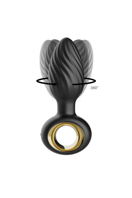 B - Series Cute Aisi Rotating Plug - Korek analny, Czarny, 10.9 cm