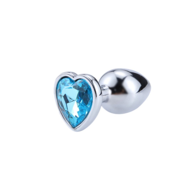 Secret Play Blue Heart - Korek analny z kryształkiem, Niebieski, 7 cm, S
