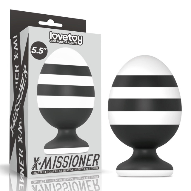 Анальна пробка LoveToy X-Missioner, 14 см (чорно-білий)