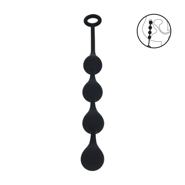 Анальные шарики Levelz by Shots Waterdrop Silicone Anal Balls M, 30 см (черный)