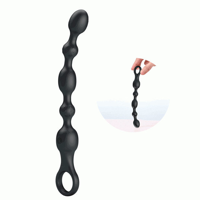 Pretty Love Van - Koraliki analne z wibracją, Czarny, 24, 8 cm