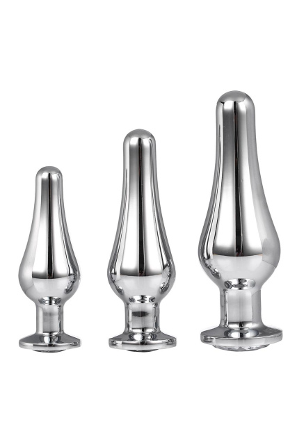 Dream Toys Gleaming Love Pleasure Plug Set - Korek analny, Srebro, 12.7 cm