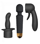 Вибромассажер с насадками Dorcel Kit Wanderful, 20 см (черный)