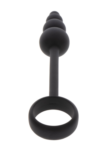 TOYJOY Anal Plug & Penis Ring - Korek analny z pierścieniem erekcyjnym, Czarny, 22 cm