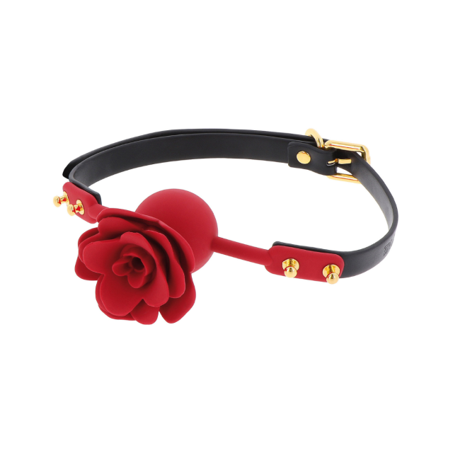 Taboom Wild Roses Ball Gag - Knebel z kulką, Czarny, 65 cm