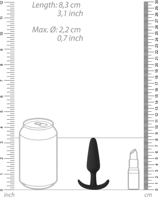ShotsToys Slim Butt Plug - Korek analny, Czarny, 8.3 cm