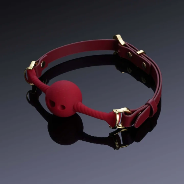 UPKO Breathable Mouth Gag - Knebel z kulką, Czerwony, 57 cm