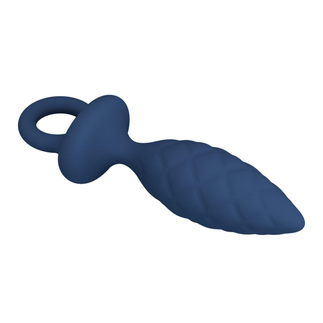 Mr. Play Butt Plug with Loop - Korek analny, Niebieski, 13.4 cm, M