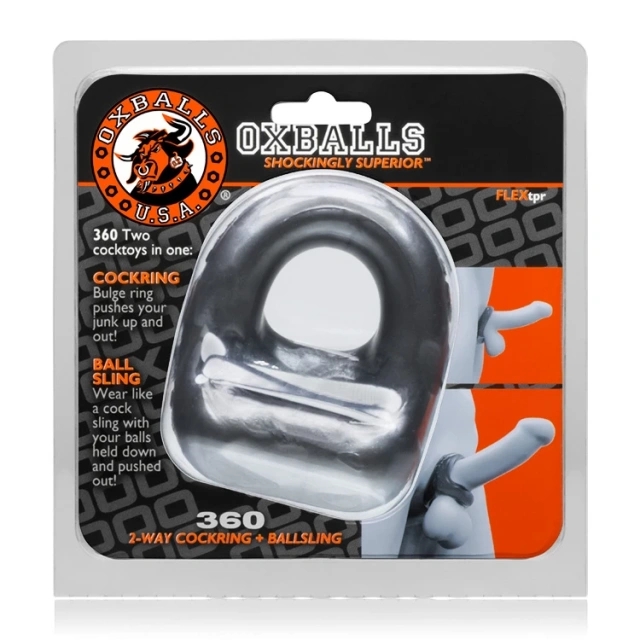 Ерекційне кільце Oxballs 360 Cockring & Ballsling, 8,2 см (сірий)