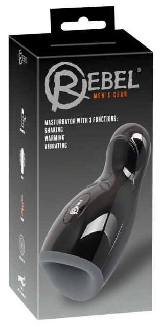 Rebel - Automatyczny masturbator z wibracją, Czarny, 20 cm