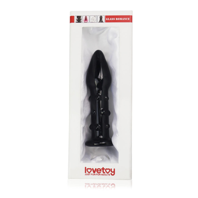 Lovetoy Glass Romance 5.5" - Korek analny, Czarny, 14 cm