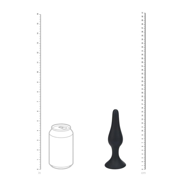 Shots Slim Anal Plug - Korek analny, Czarny, 15.5 cm, XL