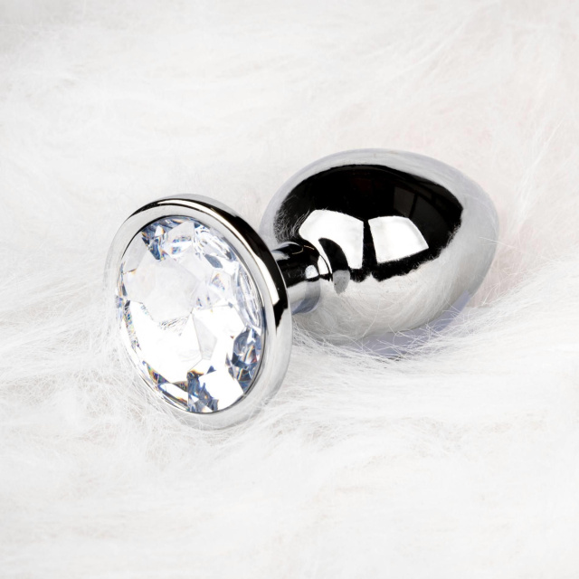 Ouch! Round Gem Butt Plug - Korek analny, Przezroczysty, 6.2 cm, S