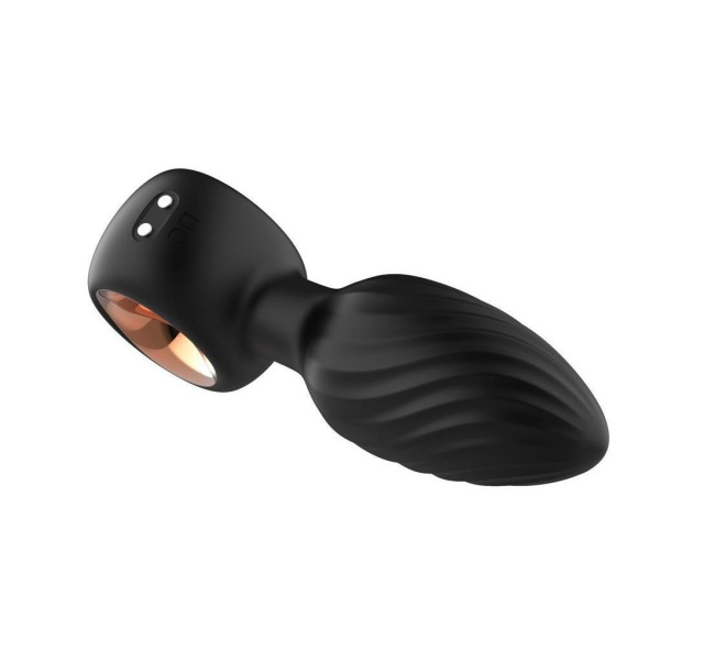 B - Series Cute Aisi Rotating Plug - Korek analny, Czarny, 10.9 cm