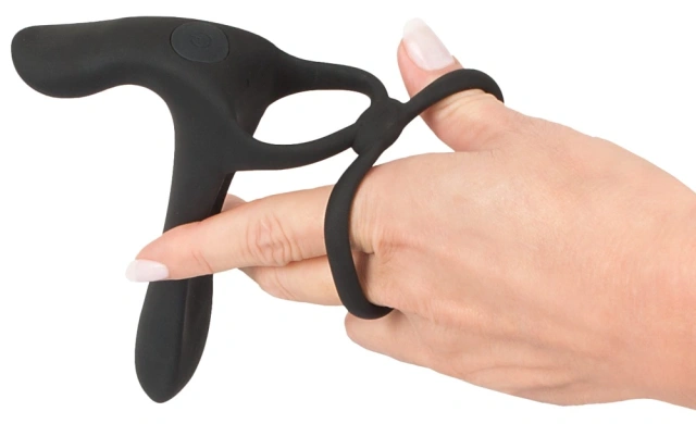 Насадка на пеніс Black Velvets Couple Vibrator, 14 см (чорний)