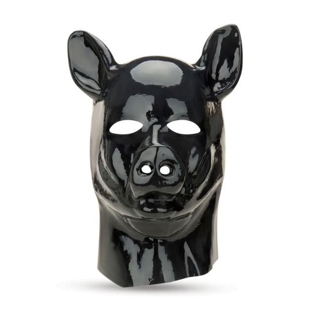 Prowler Latex Pig Hood - Maska, Czarny