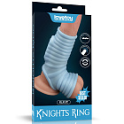 Насадка на пенис с вибрацией LoveToy Knights Ring Vibrating Wave With Scrotum Sleeve, 14,4 см (голубой)