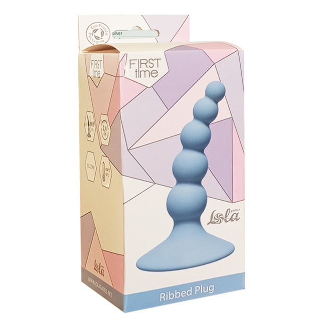 Lola Games Ribbed Plug - Korek analny, Niebieski, 10.5 cm
