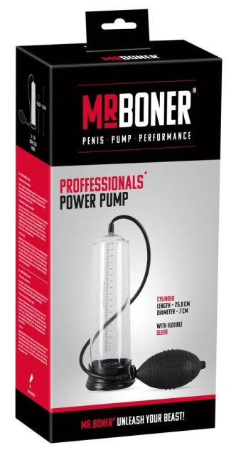 Помпа для пеніса Mister Boner Professionals Power Pump, 25 см (прозорий)