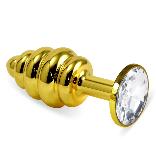 Lovetoy Gold Spiral Metal Plug - Korek analny, Przezroczysty, 6.8 cm