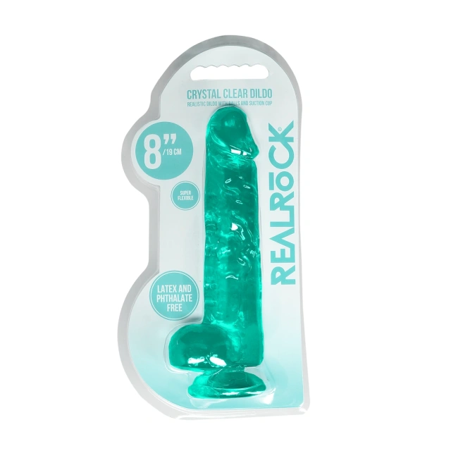 RealRock Crystal Clear 8" - Dildo, Zielony, 21 cm
