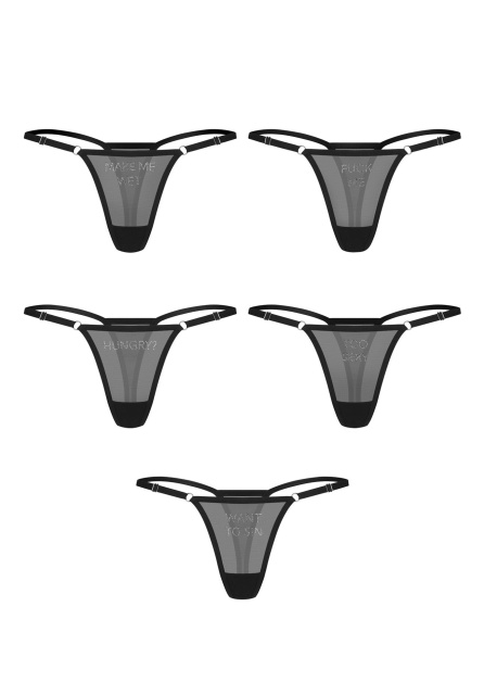 Набір стрінгів Obsessive Violami S/M, 5 шт (чорний)