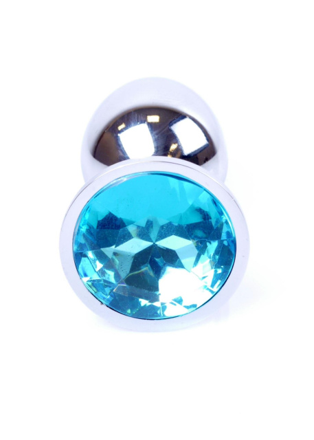 Анальна пробка з кристалом B - Series HeavyFun Plug-Jewellery Silver, 7 см (блакитний)