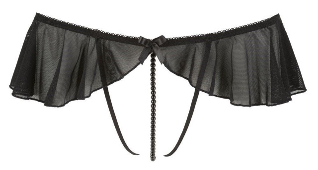 Стринги Cottelli Lingerie с рюшами и жемчугом, S (черный)