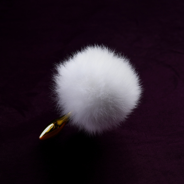UPKO Rabbit Fur Bunny Tail - Korek analny, Biały, 10 cm