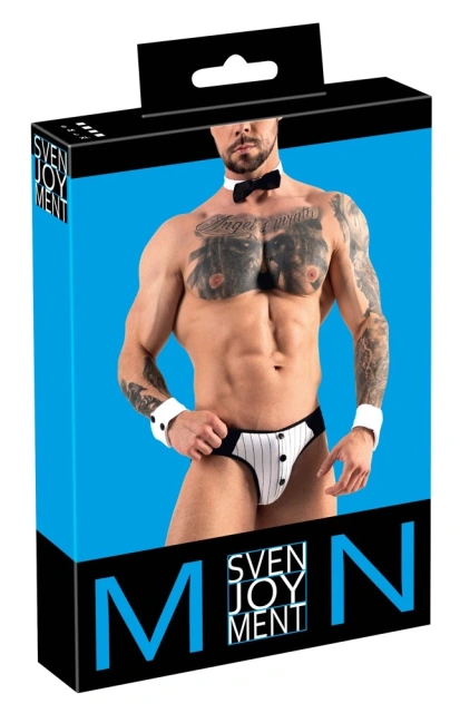 Еротичний костюм офіціанта Svenjoyment Mens Jock Briefs Set, S (чорний-білий)