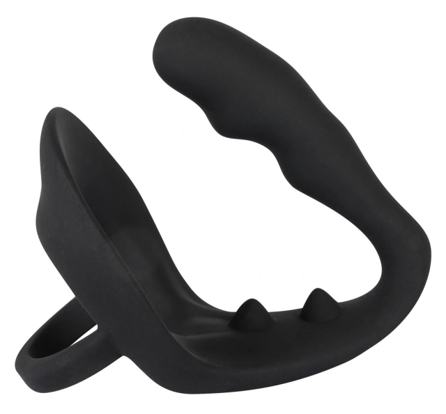 Black Velvets Ring & Plug - Stymulator prostaty, Czarny, 10.5 cm