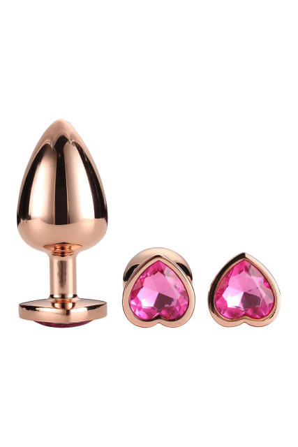 Dream Toys Gleaming Love Gold Plug Set - Korek analny, Różowy, 9.5 cm