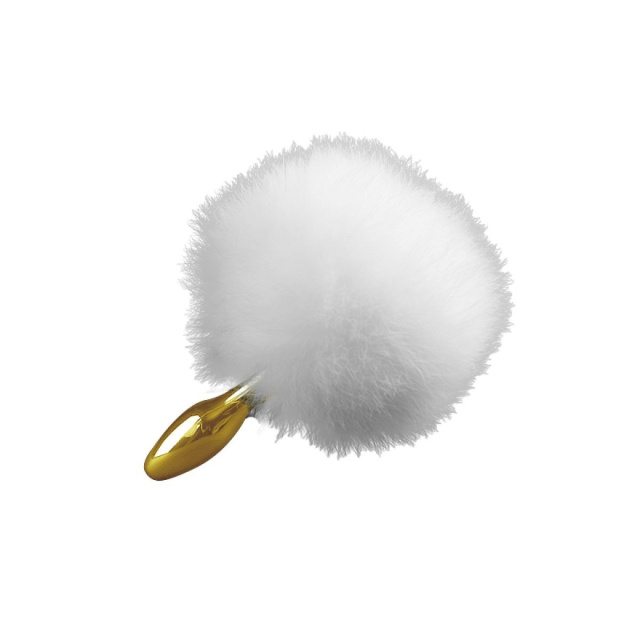 UPKO Rabbit Fur Bunny Tail - Korek analny, Biały, 10 cm