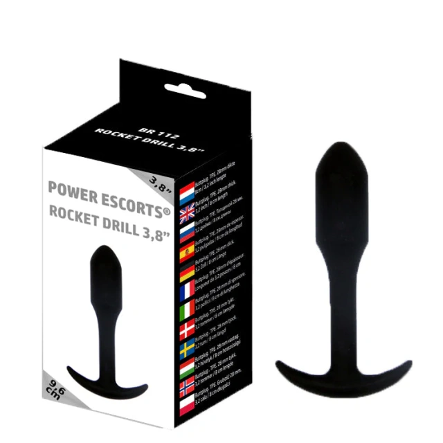 Power Escorts BR112 - Korek analny, Czarny, 9.6 cm