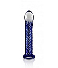 Dildo LoveToy Glass Romance, 17 cm (niebieski)