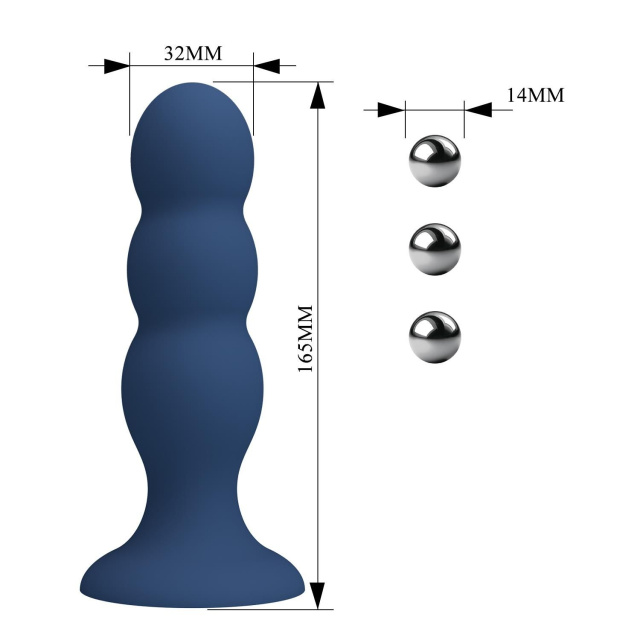 Mr. Play 3 Metal Balls - Korek analny, Niebieski, 16.5 cm