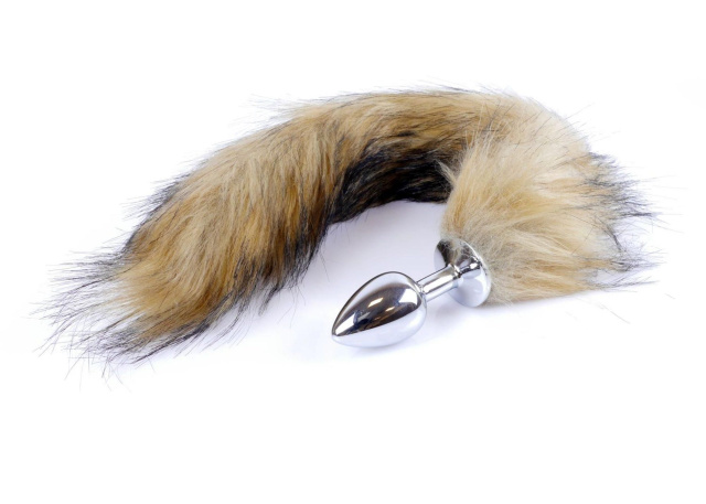 Korek analny z ogonkiem Boss Fox, 6,5 cm (srebro)