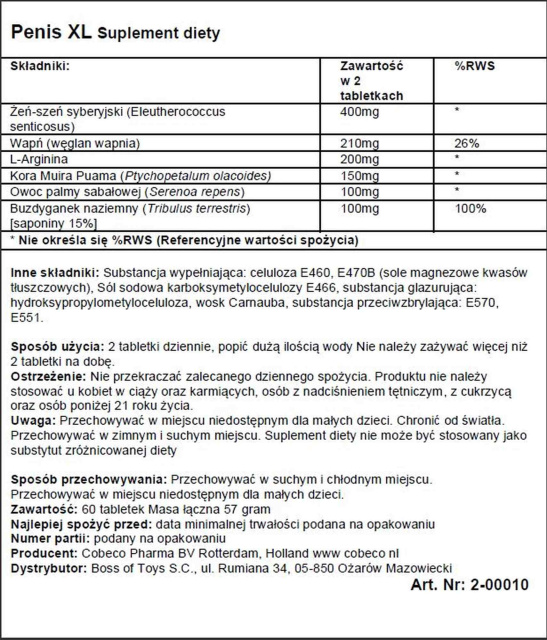 Таблетки для збільшення пеніса Cobeco Penis XL, 60 шт