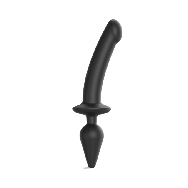 Strap-on-me Switch Plug-In Dildo S - Dildo z korkiem analnym, Czarny, 21 cm, S