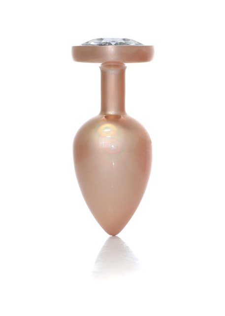 Boss Series Jewellery Pearl Gold Heart Plug - Korek analny z kryształkiem, Przezroczysty, 8 cm, M