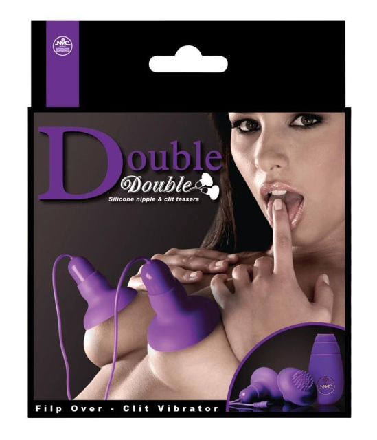 Помпа для сосків з вібрацією Orion Double Double Nipple and Clitoris Stimulators, 7 см (фіолетовий)